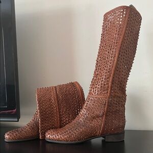 Chic Studded Brown Over the Knee Boots